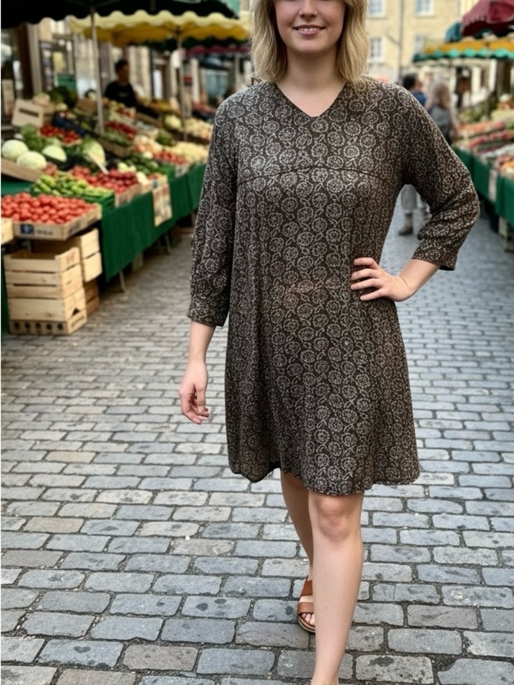 Vintage Magnolia Pearl Printed V-Neck Mini Wrap Dress